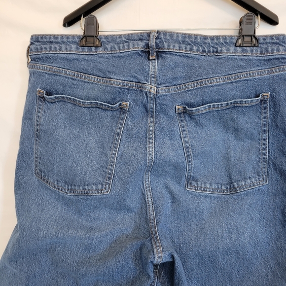 Old Navy Extra High-Rise Sky-Hi Wide Leg Cut Off Blue Jeans Womens Size 18 Flare - Picture 5 of 11
